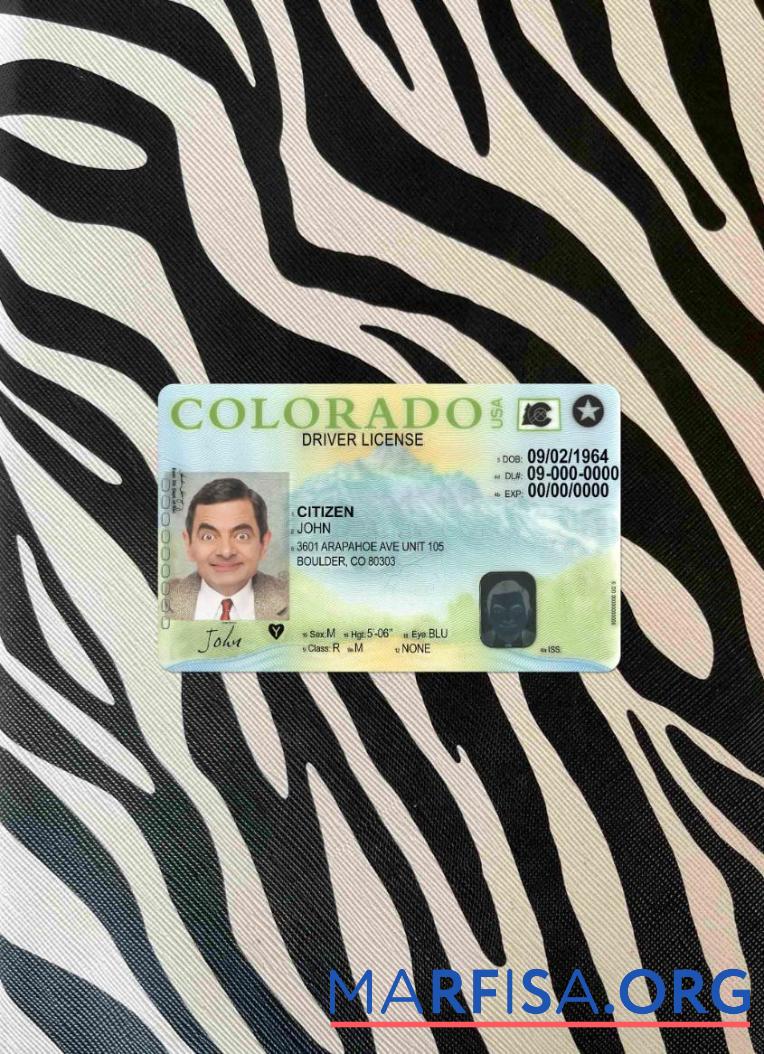 Downloadable USA Colorado driving license version 2 photolook sample